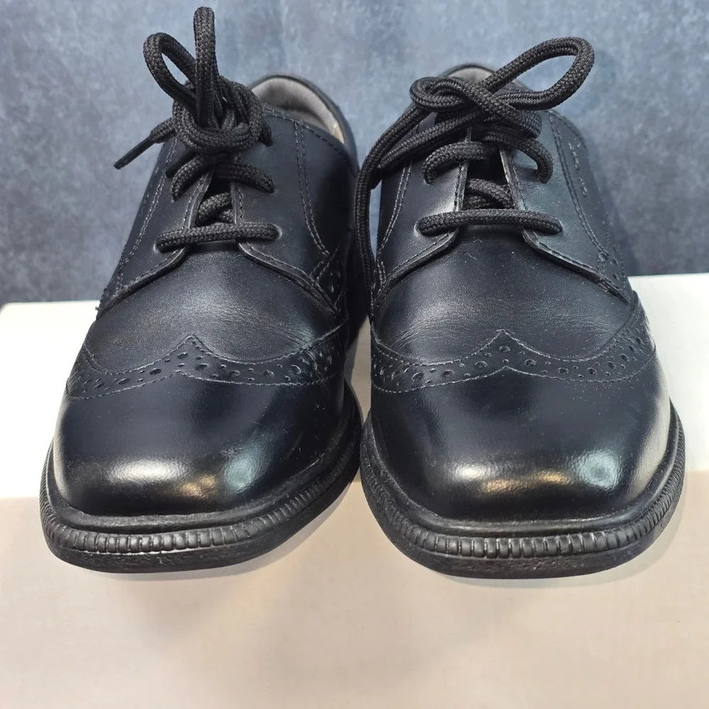 New Geox J Frederico Wingtip Oxford Black Leather Brogue Lace Up Kids EU 33 US 2